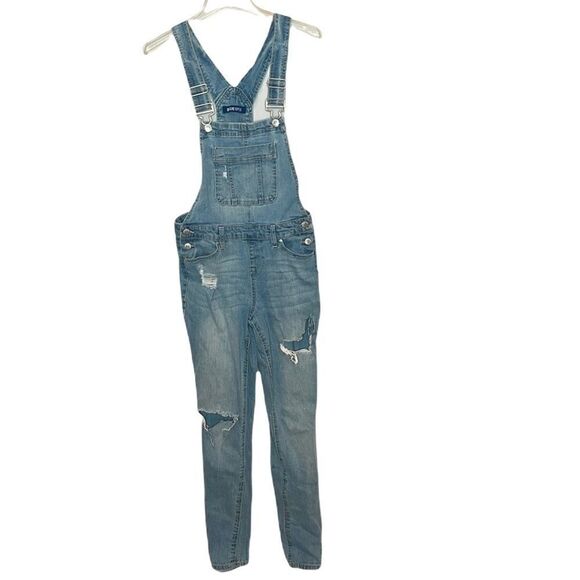 Blue Spice Light Wash  Distressed Overalls. Size 5. - Picture 1 of 11